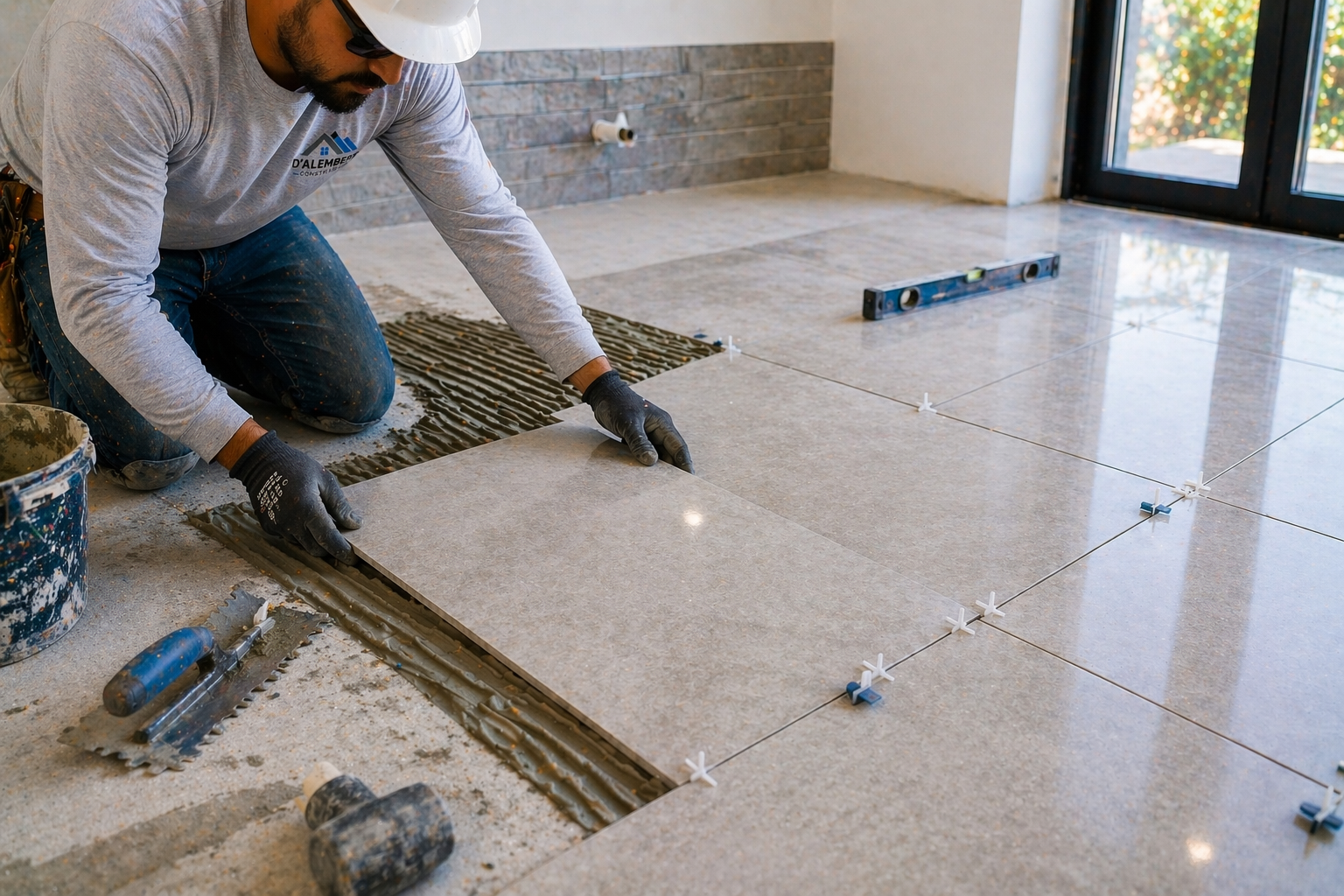 Detailed tile installation work